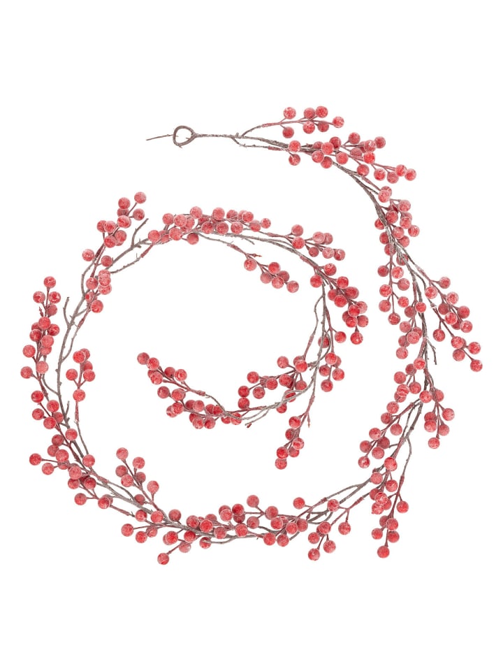 Girlande in Form eines Zweigs mit roten Früchten in Rot, 190 cm