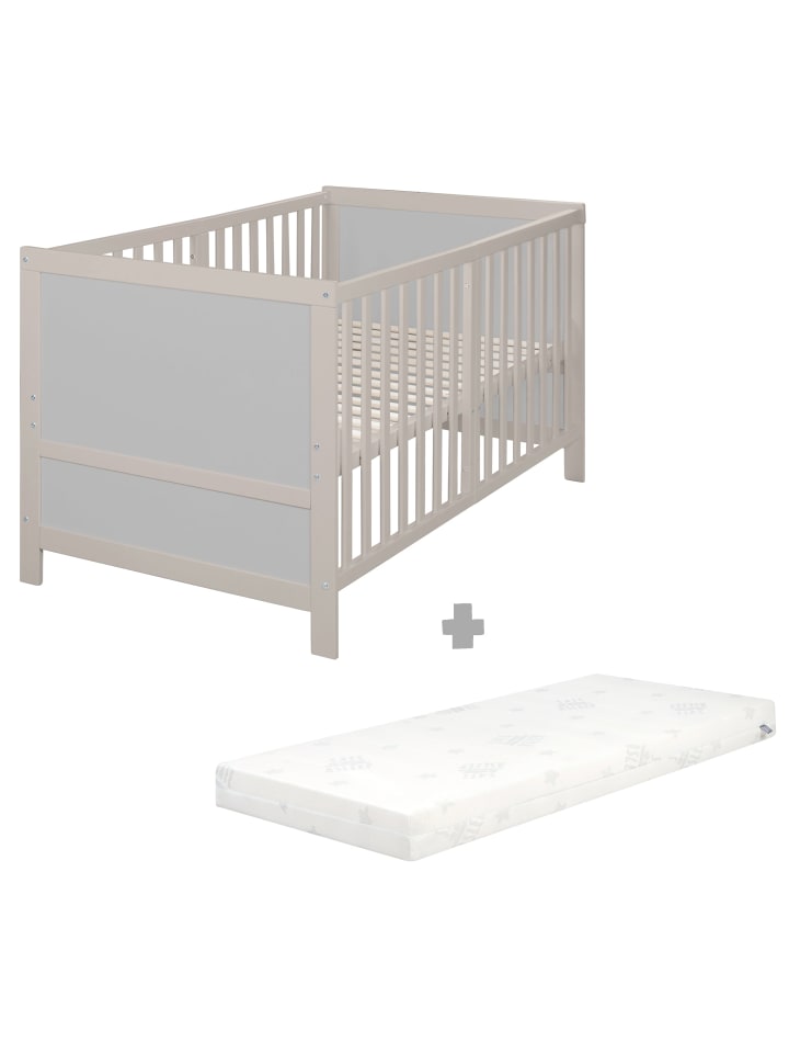 Babybett EASY SLEEP 70 x 140 cm - inkl. Matratze 'safe asleep®' - Grau