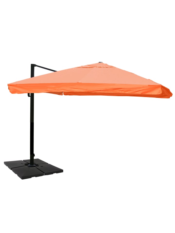 Gastronomie-Ampelschirm A96, Flap, terracotta mit Ständer