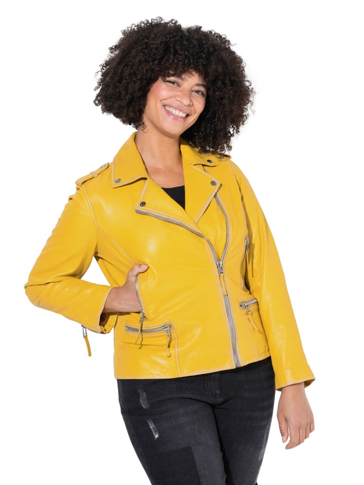Lederjacke in zitrone
