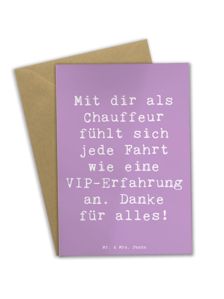 Grußkarte Spruch VIP Chauffeur mit Spruch in Lavendeltraum