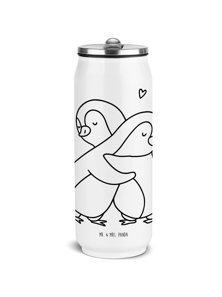 Thermosflasche Pinguine Kuscheln ohne Spruch in Weiß