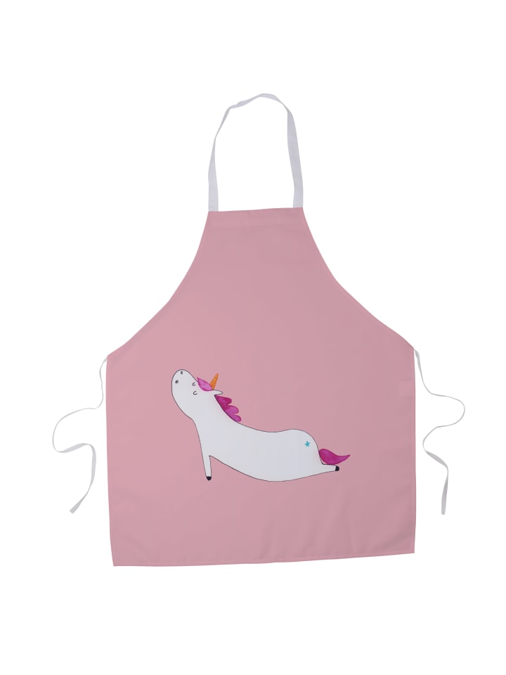 Schürze Einhorn Yoga ohne Spruch in Rot Pastell