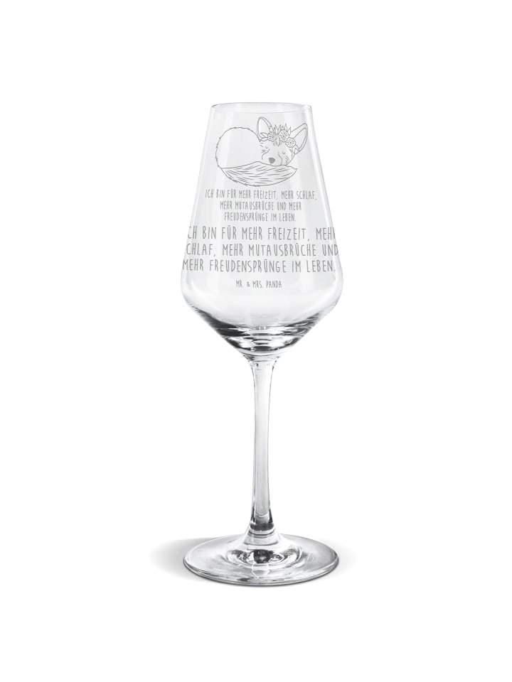 Weißweinkelch Wüstenfuchs Blumen mit Spruch in Transparent