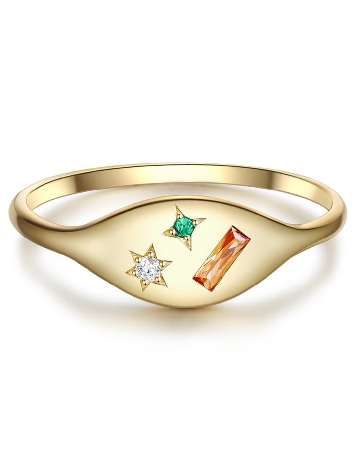 Ring aus Sterling Silber mit Zirkonia in gelbgold