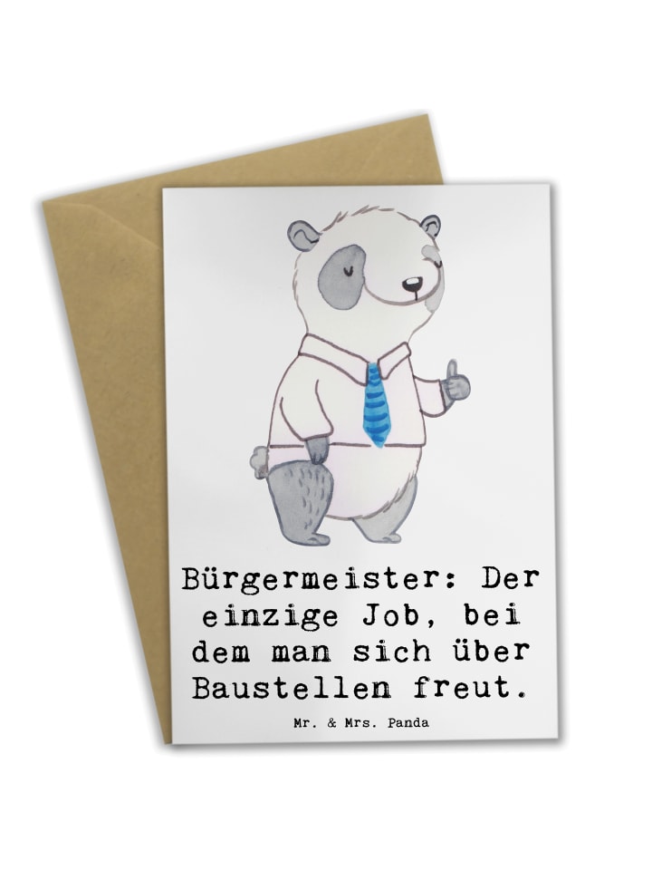 Klappkarte Bürgermeister Freude mit Spruch in Weiß
