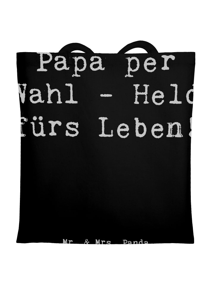 Tragetasche Adoptivvater Held mit Spruch in Schwarz