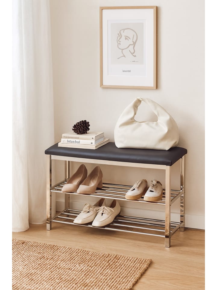 Sitzbank Schuhregal in schwarz