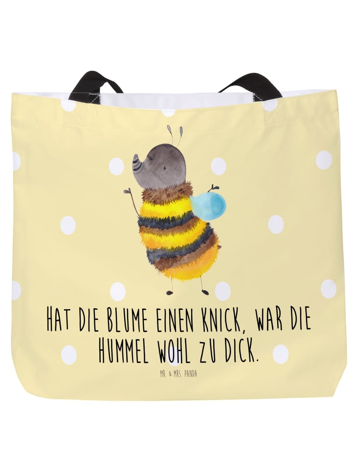 Tasche Hummel flauschig mit Spruch in Gelb Pastell