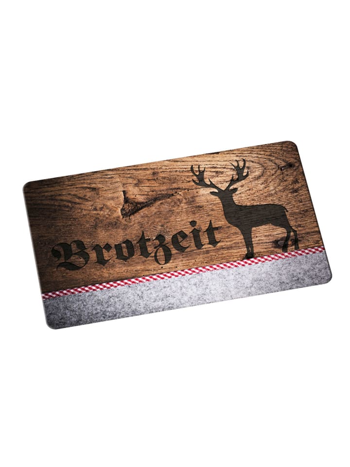 Frühstücksbrettchen Oktoberfest Hirsch Brotzeit in Braun - 23,5x14,5x0,3cm