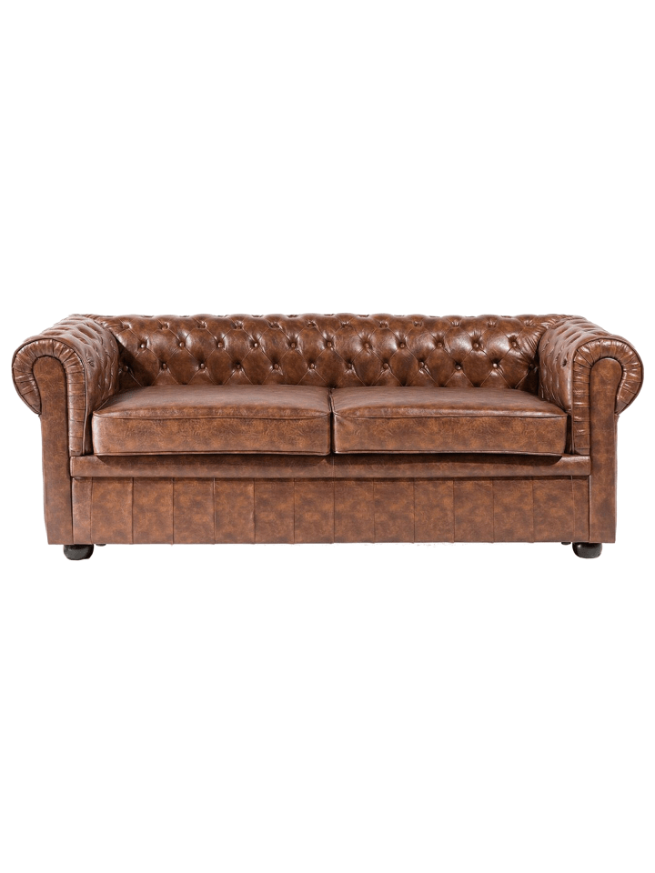 3-Sitzer Sofa CHESTERFIELD in Braun/Schwarz - (W) 195 x (H) 70 x (L) 75 cm