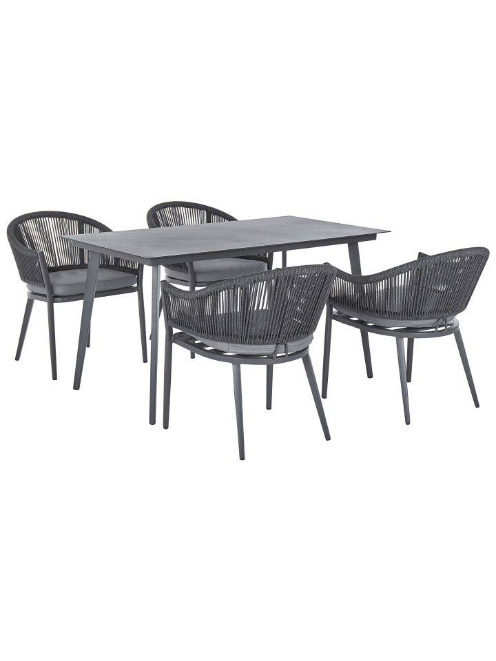 9-tlg Gartentisch Set MILETO in Grau