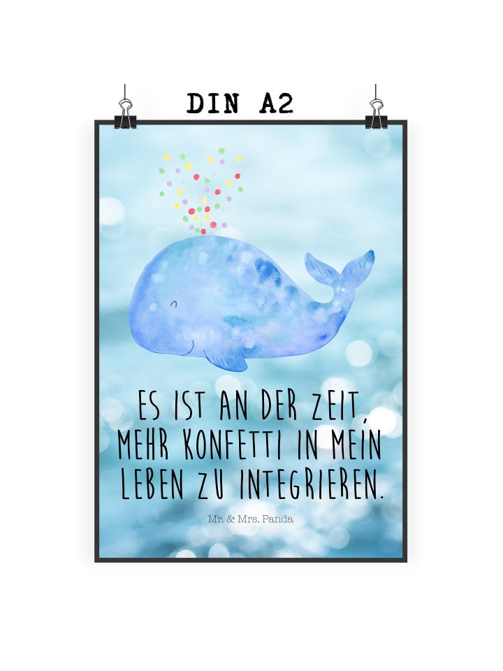 Poster Wal Konfetti mit Spruch in OZeichenanblue
