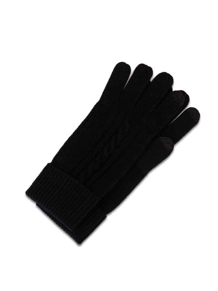 Bio Handschuhe mit Zopfmuster in Schwarz