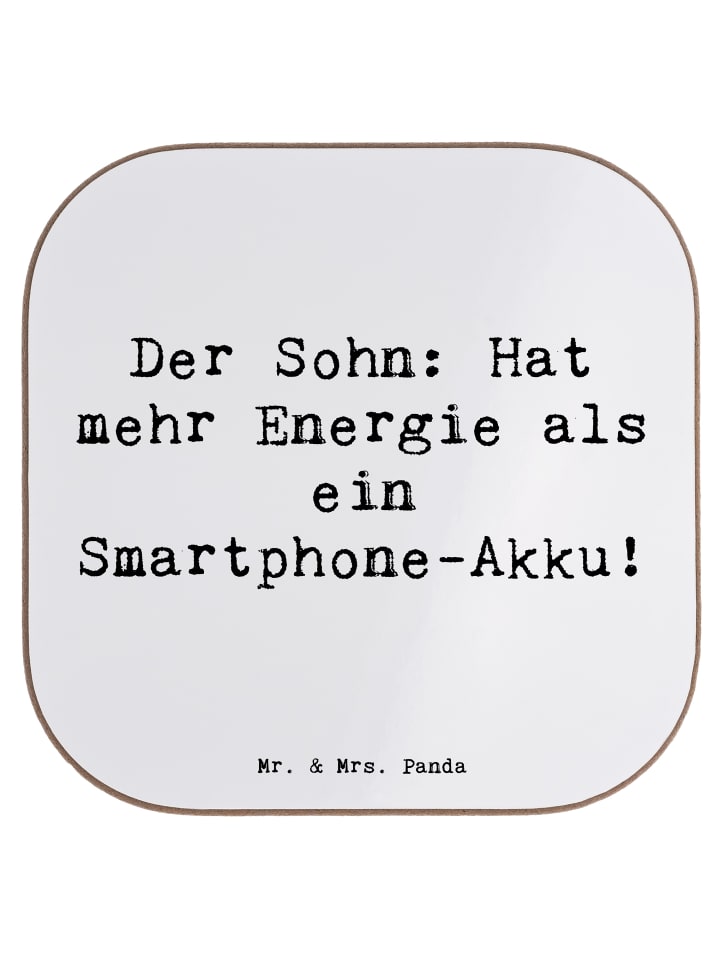 Untersetzer Energie Sohn mit Spruch in Weiß