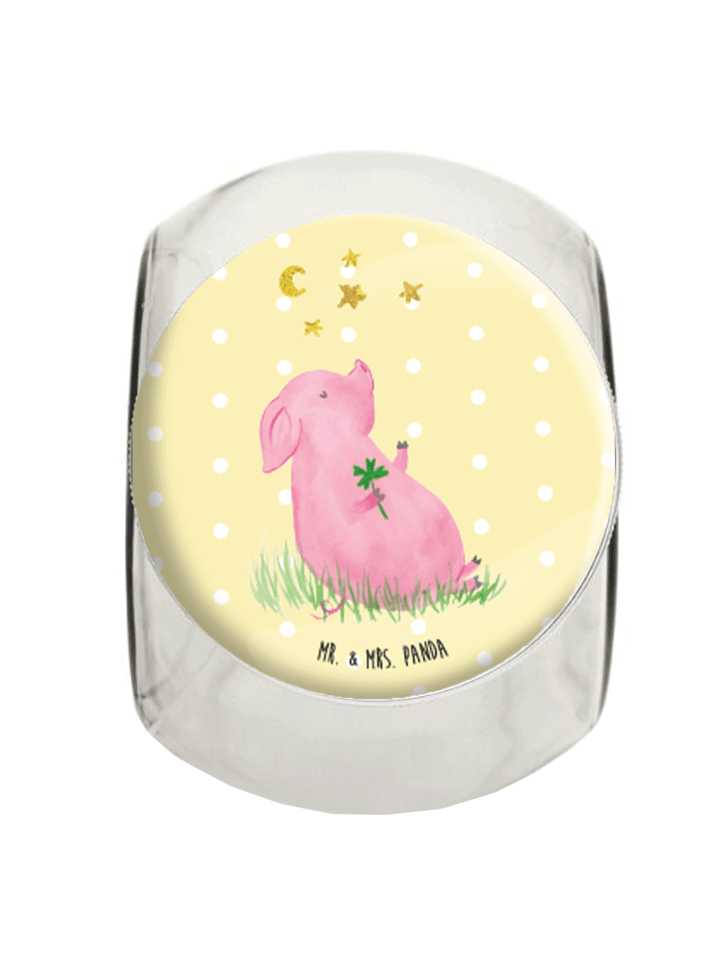 Bonbonglas Schwein Glück ohne Spruch in Gelb Pastell