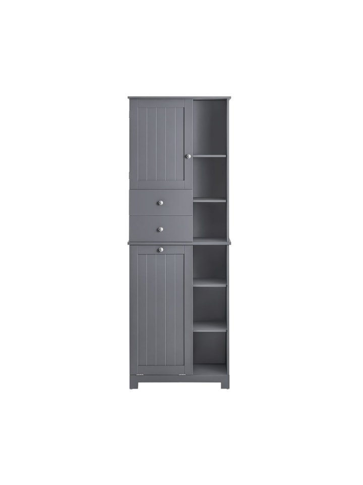 Badezimmerschrank in Mattes Dunkelgrau - (W) 37 x (H) 170 x (L) 60 cm