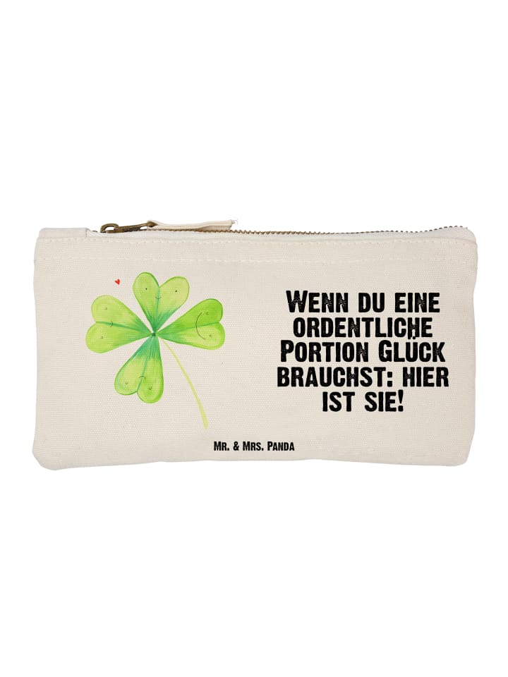 Schminktasche Blume Kleeblatt mit Spruch in Weiß