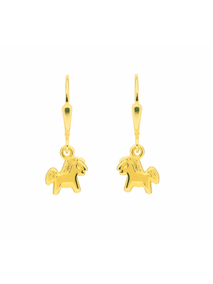 Damen 333 Gold Ohrringe / Ohrhänger Pferd in gold