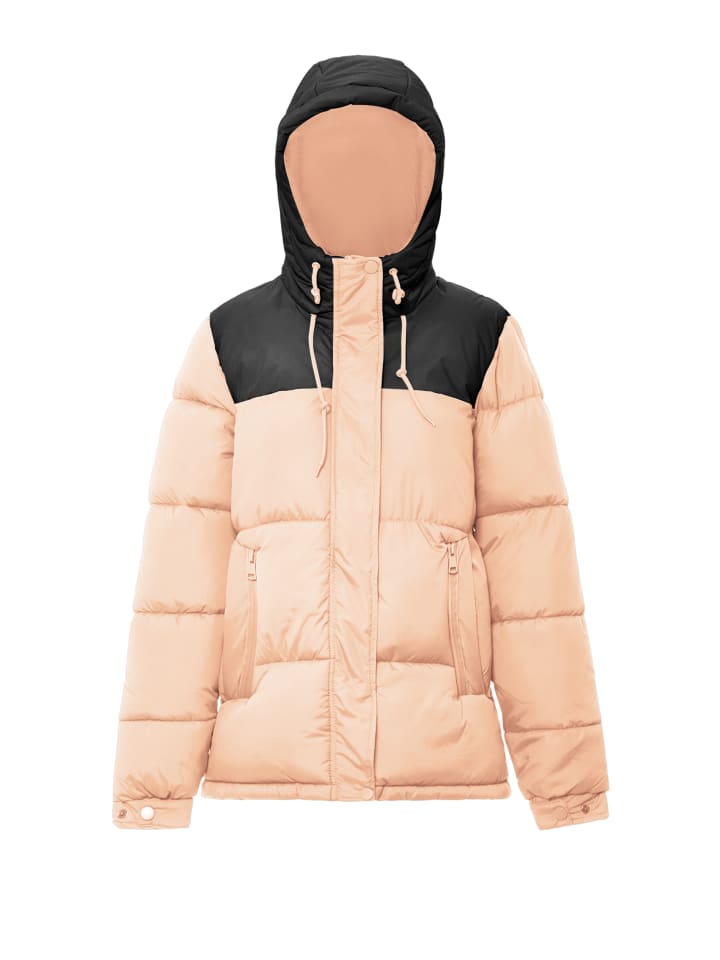 Damen Wattierte Steppjacke in Pfirsich Schwarz
