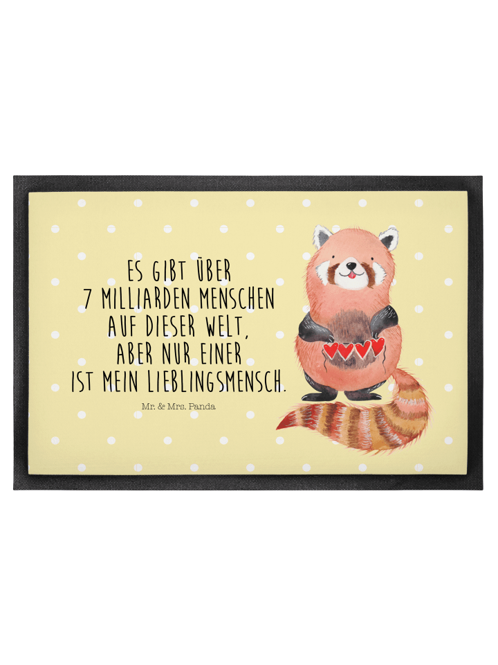 Fußmatte Roter Panda mit Spruch in Gelb Pastell