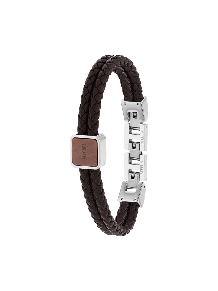 Armband Edelstahl, IP Braun, Leder in Braun