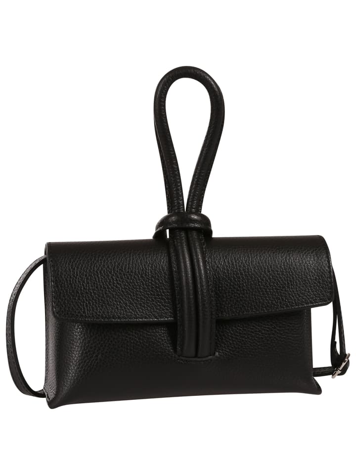 Toscanto Abendtasche, Umhängetasche Leder schwarz ca. 23cm