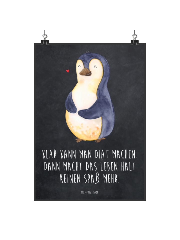 Print Pinguin Diät mit Spruch in Kreidetafel