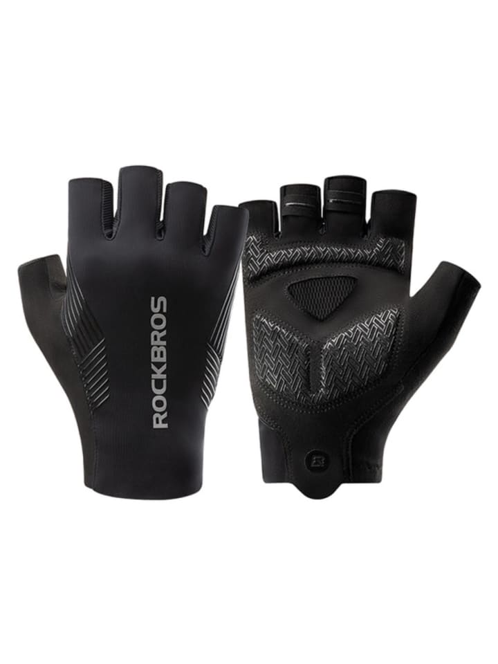 Rockbros Fahrradhandschuhe Frühling/Sommer/Herbst, kurze Finger in Schwarz