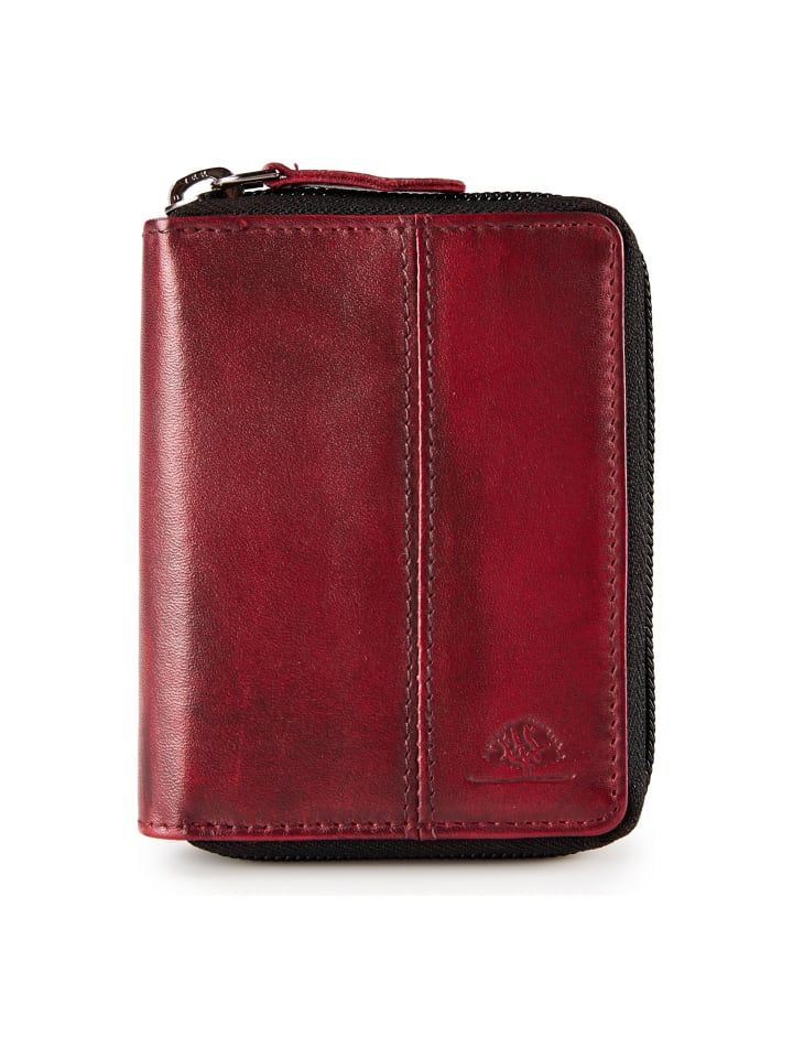 Destressed Geldbörse RFID Schutz Leder 10.5 cm deep red