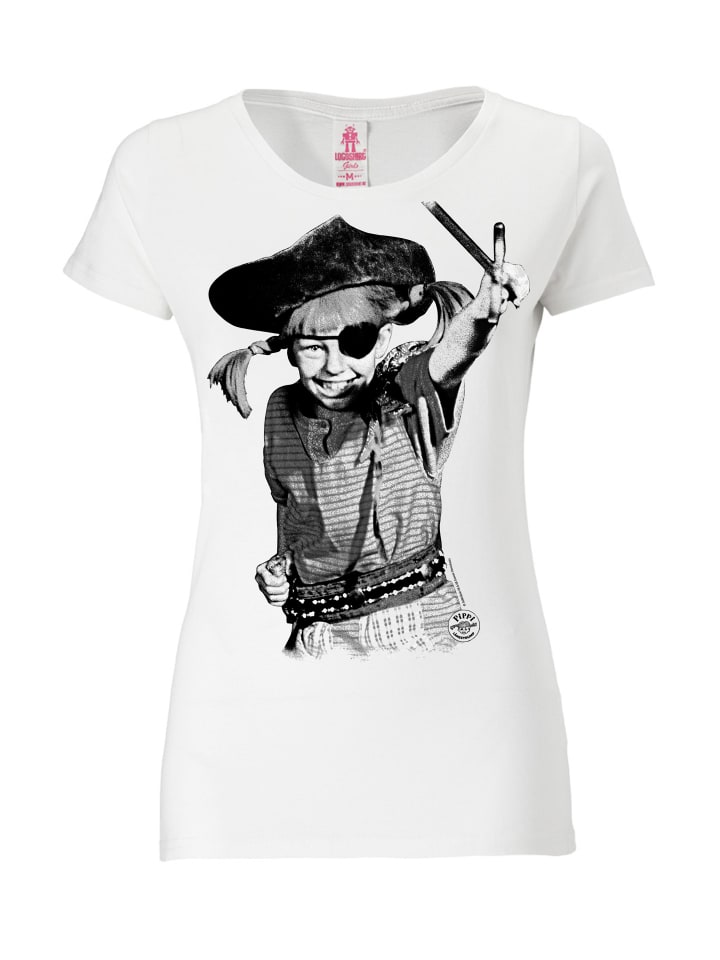T-Shirt Pippi - Pirat - Pirate - Pippi Langstrumpf in altweiss