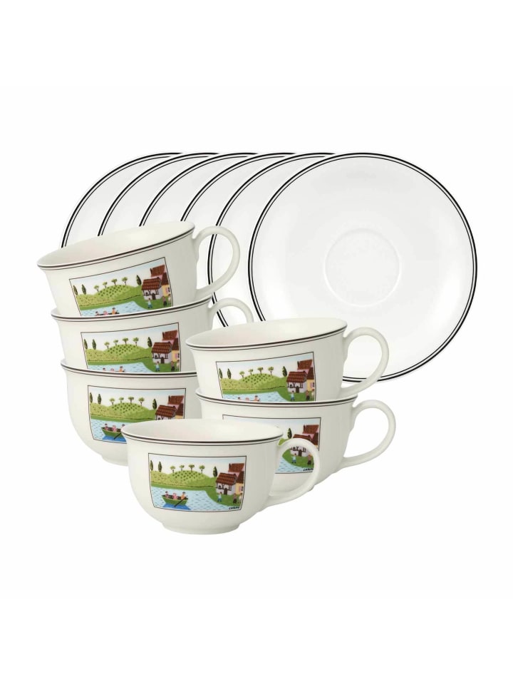 Café au lait Obertassen mit Untertassen Charm & Breakfast Design Naif