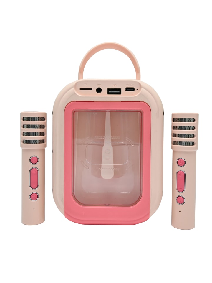 Rosa Bluetooth®-Karaoke mit 2 kabellosen Mikrofonen