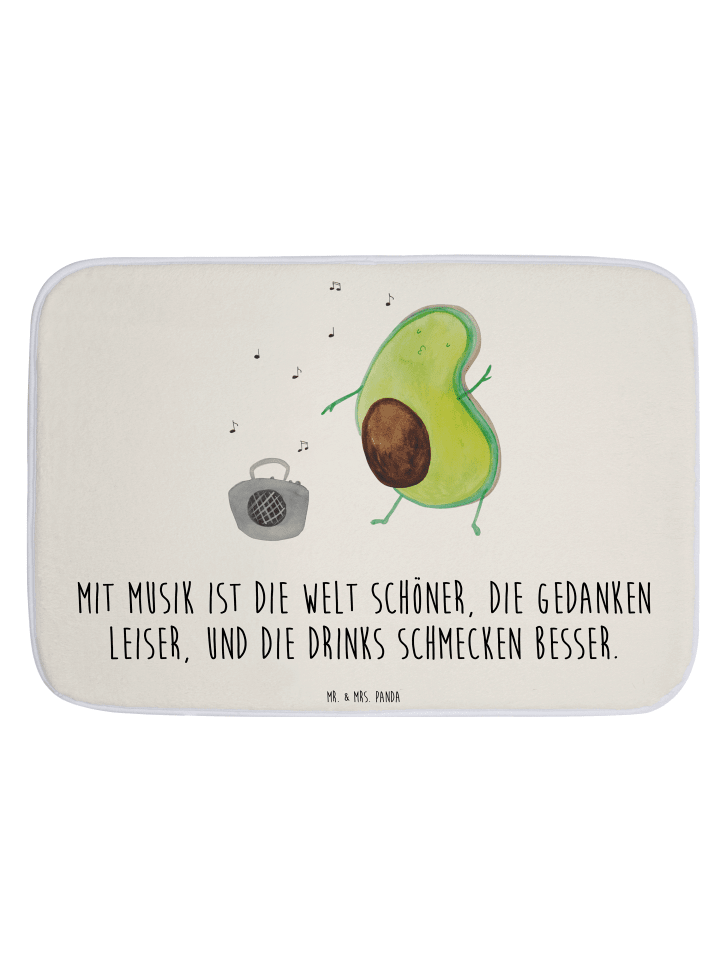 Badematte Avocado Tanzen mit Spruch in Weiß