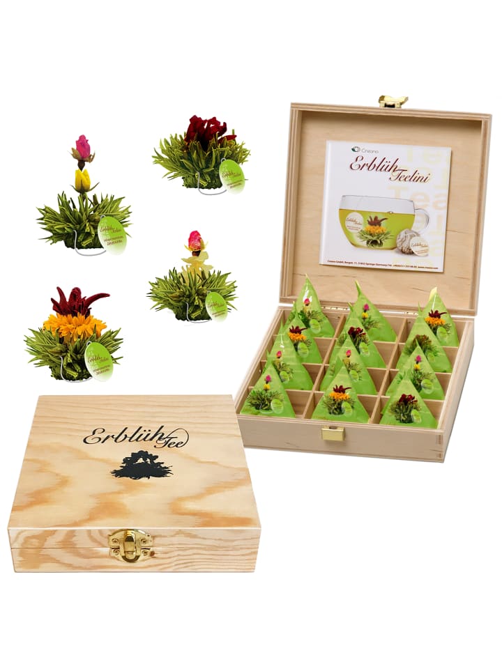 Grüntee Teelini 12er Holzpräsent-Box
