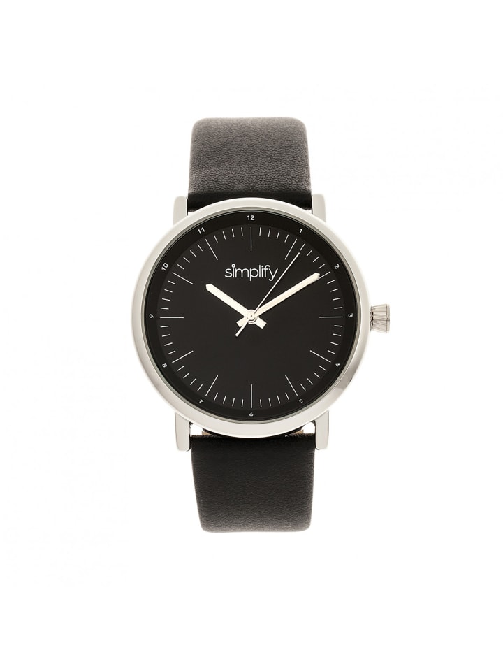 Die 6200 Lederarmbanduhr in Black/Silver
