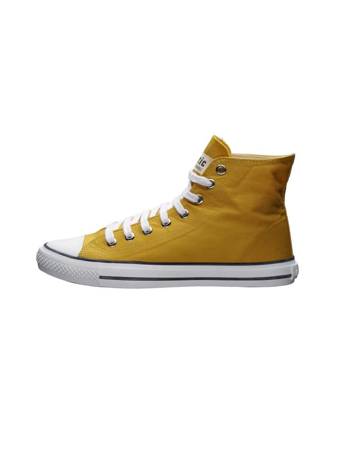 Canvas Sneaker White Cap Hi Cut in Mustard Yellow P | Just White