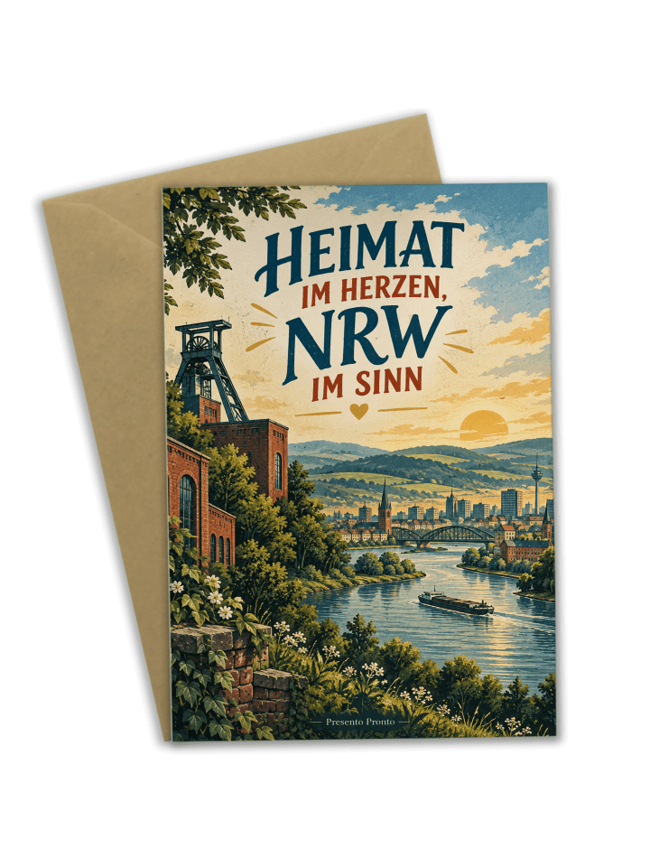 Klappkarte Heimat nostalgisch Design mit Spruch in Weiß