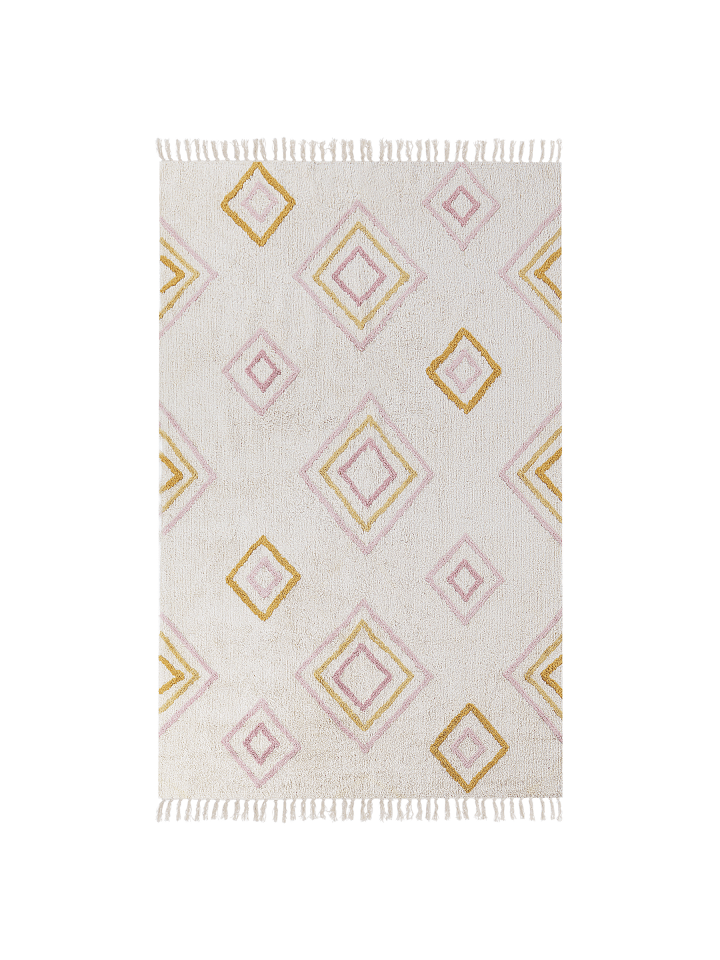 Kurzflor LASHE in Weiß/Bunt - (W) 140 x (L) 200 cm
