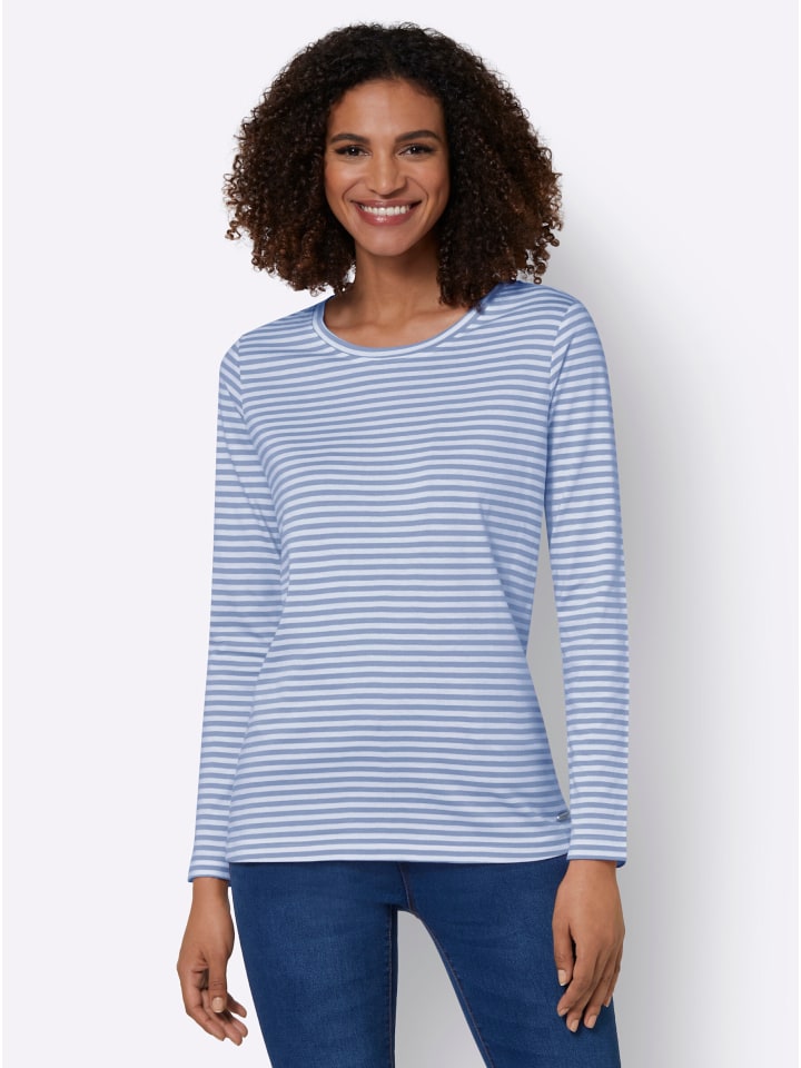 Shirt in bleu-ecru-geringelt