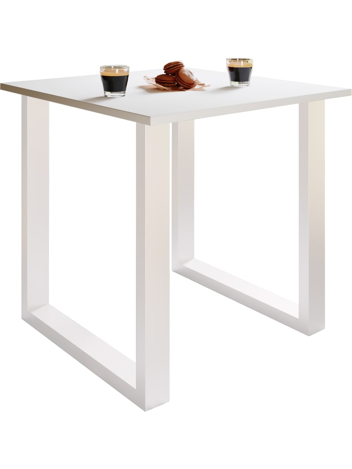 Premium Holz Esstisch Tisch Xona U Silber in Weiß / Weiß