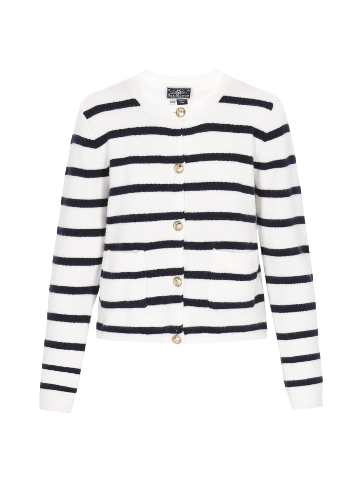 Women Cardigan in offwhite navy stripe