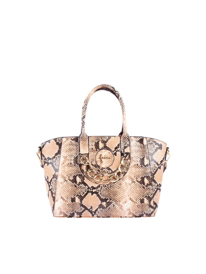 Damen Tote Bag in Kamel Schwarz