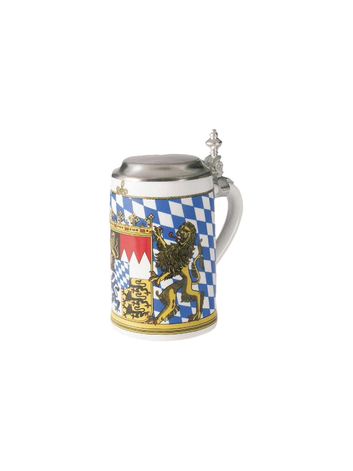 Bierkrug mit Deckel Bayern in Bunt 0,75 l