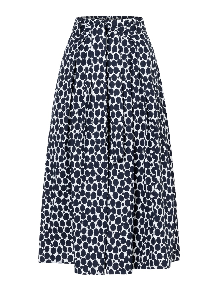 Baumwollrock mit Tupfenprint in marine/white