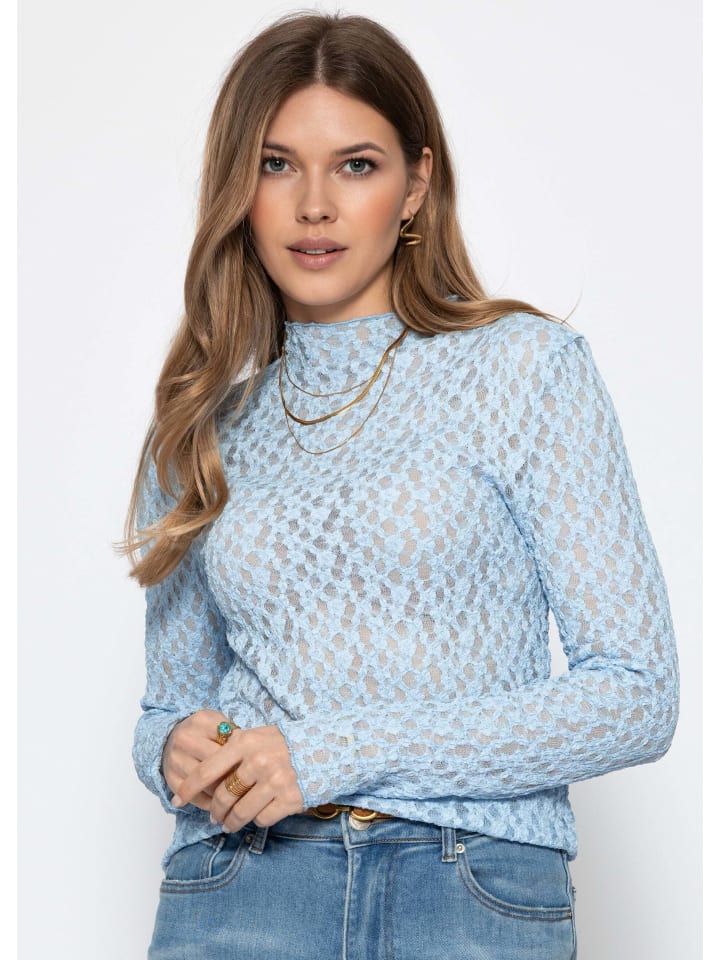 Langarmshirt aus Spitze in Blau