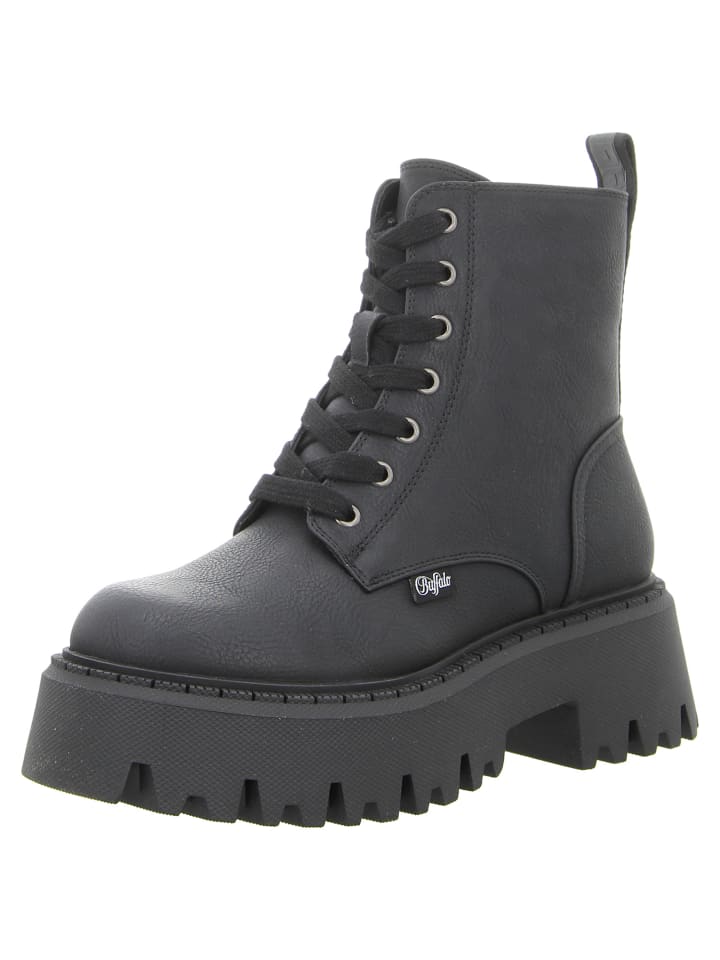 Schnürstiefelette in schwarz