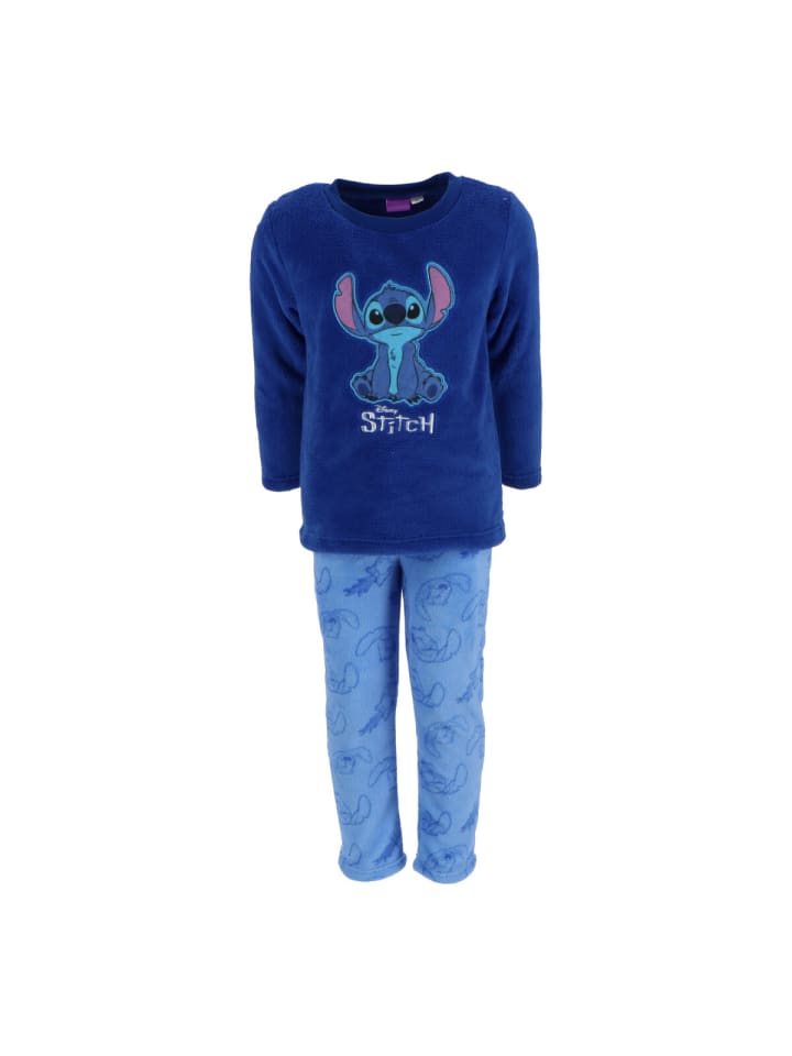 Lilo & Stitch Schlafanzug Pyjama Coral Fleece Nachtanzug für Kinder in Blau
