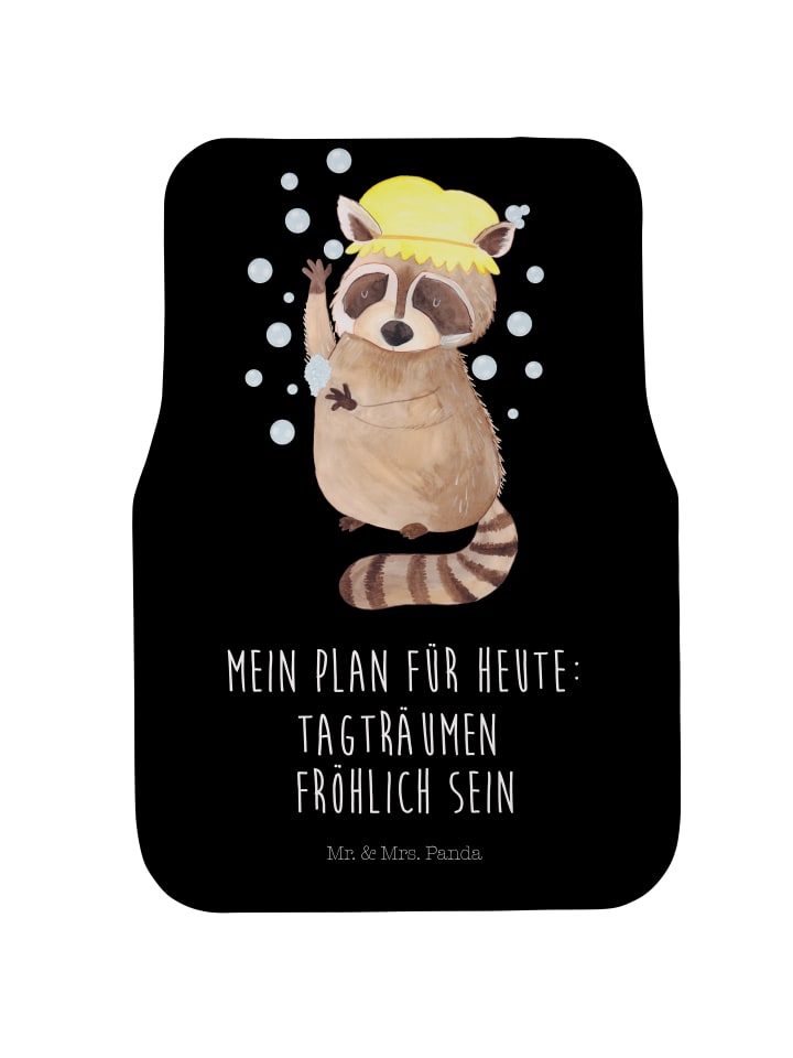 Fußmatte Auto Waschbär mit Spruch in Schwarz