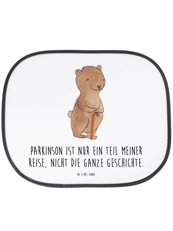 Sonnenblende Bär Parkinson mit Spruch in Weiß